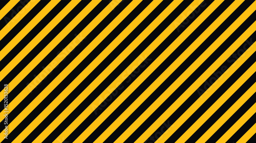Yellow and black stripes seamless background that indicates warning, danger and attention. Vector Illustration. 