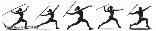 vector silhouette of javelin throwing athlete
