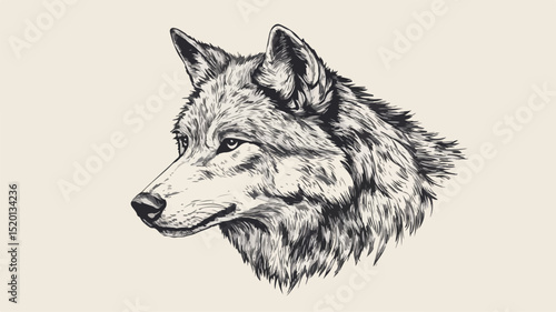 Majestic Hand Drawn Wolf Head Silhouette Vector Illustration