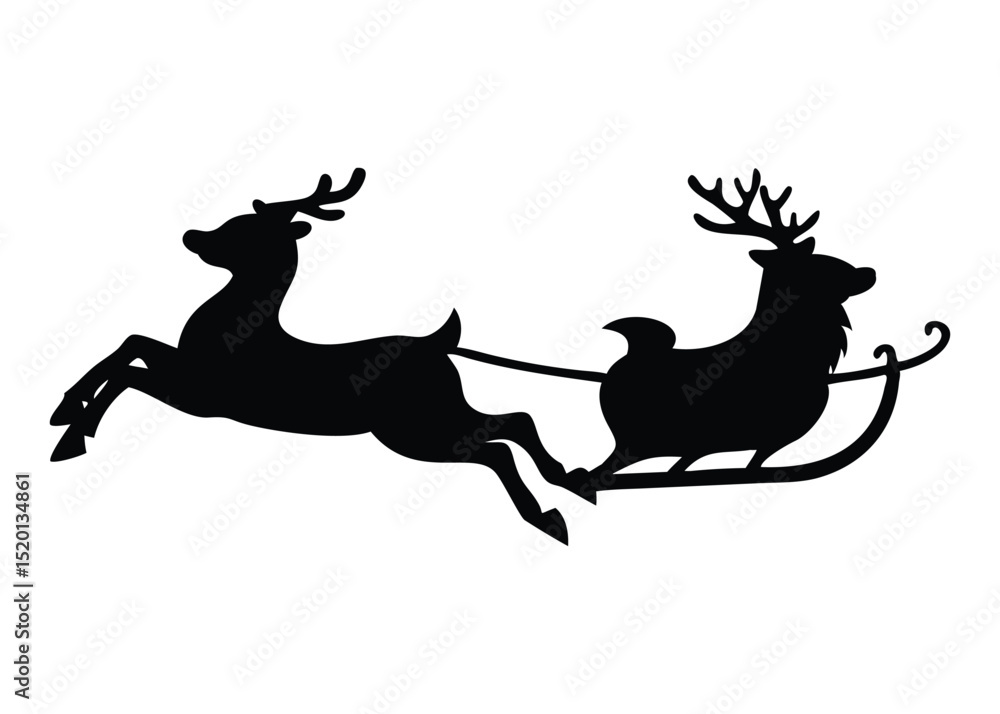 santa claus with reindeer silhouette santa claus with reindeer silhouette