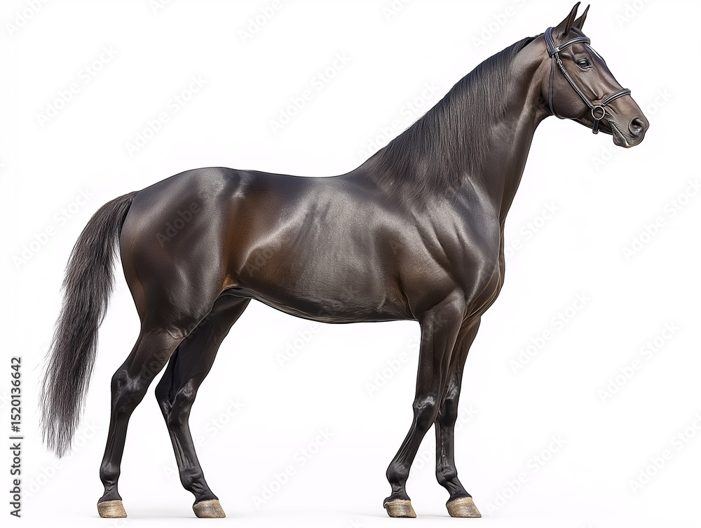 Obraz premium Majestic Black Thoroughbred Stallion. Equine Beauty in Motion - Stunning Horse Photography