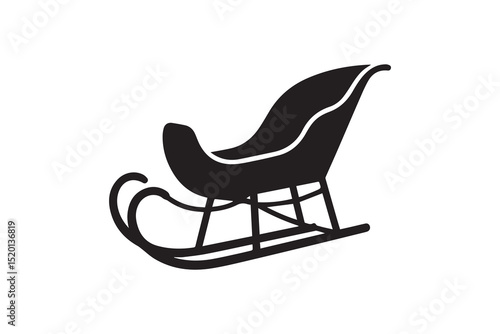 A Snow Sledge   silhouette with a simple, understated design set against a white background