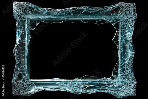 Captivating Cracked Glass Frame for Modern Decor. Unique Vintage Design and Abstract Art Elements