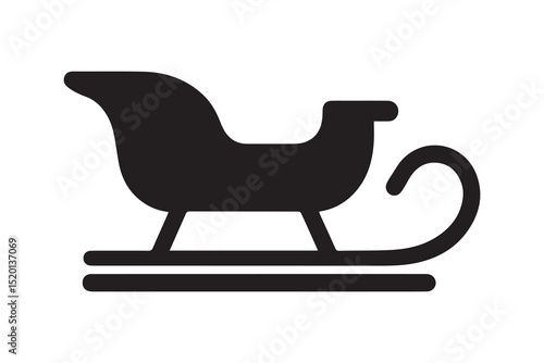 A Snow Sledge   silhouette with a simple, understated design set against a white background