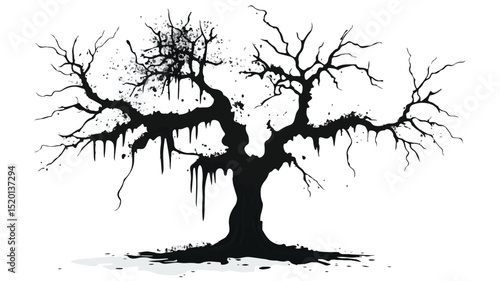 Abstract Peeling Paint Tree Vector Art Illustration