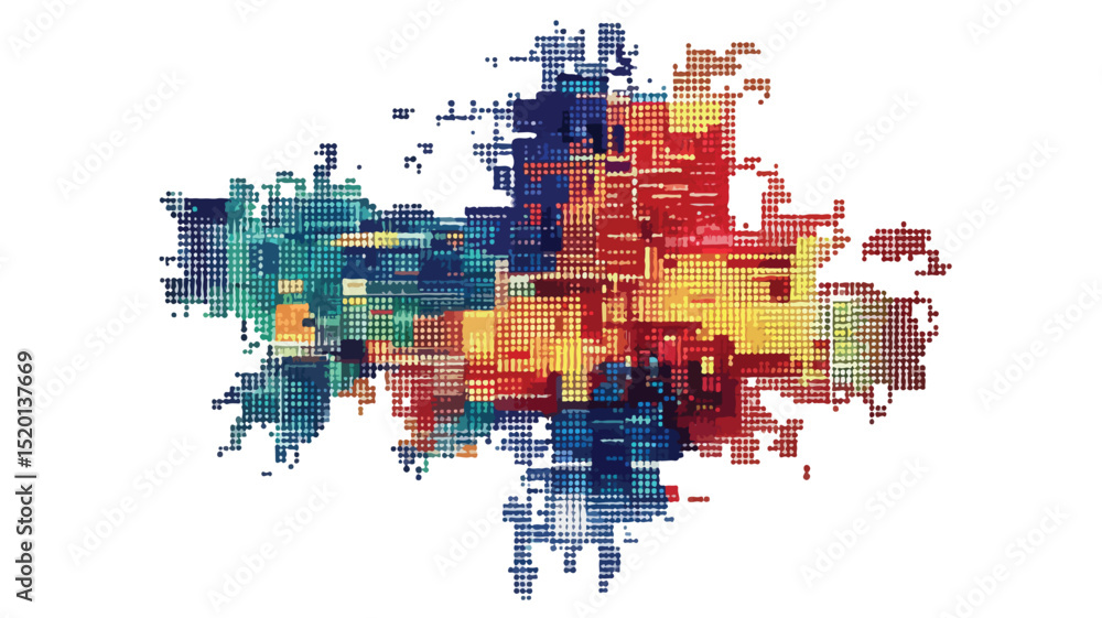 Fototapeta premium Detailed Pixelated United Kingdom Map Vector Art Illustration