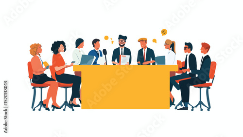 Political Debates Concept with Diverse Candidates Engaging in Discussion and Public Audience