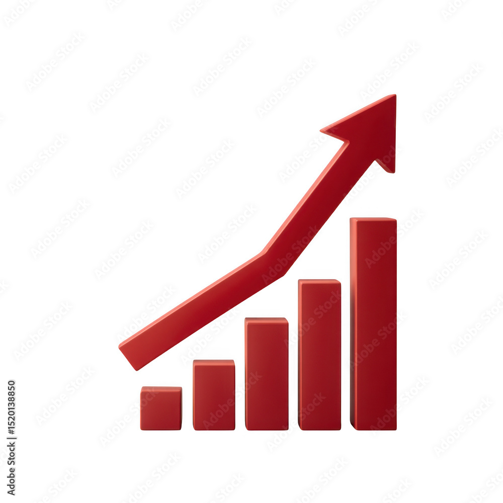 Red growth chart arrow isolated on transparent background Red growth chart arrow isolated on transparent background