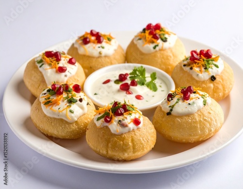 Dahi Puri with Yogurt, Chutney and Sev – Studio Overhead Shot