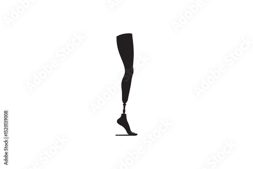 A Prosthesis leg  silhouette with a simple, understated design set against a white background   