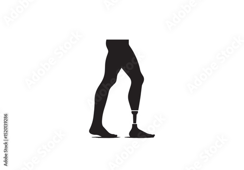 A Prosthesis leg  silhouette with a simple, understated design set against a white background   