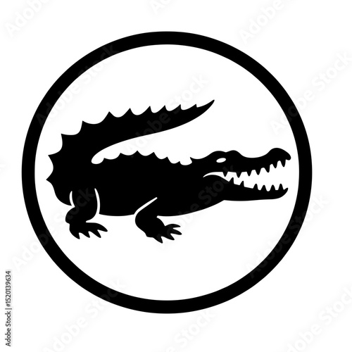 Crocodile Emblem - a stylized crocodile silhouette within a circle, symbolizing strength and reptilian grace.