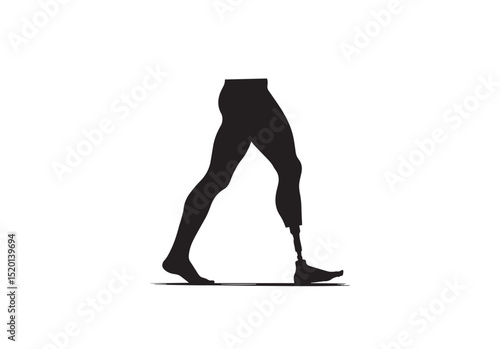 A Prosthesis leg  silhouette with a simple, understated design set against a white background   