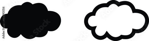 Clouds large and small icon set. Blue sky clouds vector collection isolated on transparent light blue background. Cartoon weather illustration. Fluffy nature environment symbol for web and app.