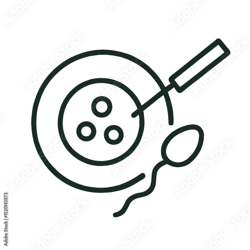 Fertilization and IVF icon with egg cell, sperm, and pipette – reproductive health symbol