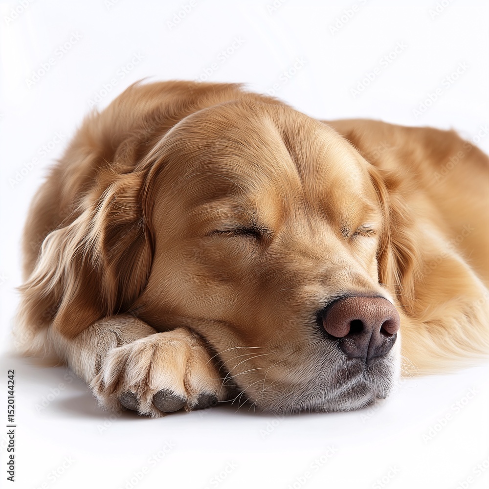 Adorable Golden Retriever Sleeping. Peaceful Pet Portrait with Golden Fur and Relaxed Paws Adorable Golden Retriever Sleeping. Peaceful Pet Portrait with Golden Fur and Relaxed Paws