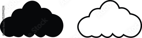 Clouds large and small icon set. Blue sky clouds vector collection isolated on transparent light blue background. Cartoon weather illustration. Fluffy nature environment symbol for web and app.