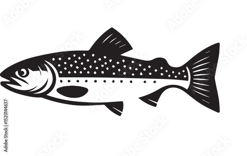 A Trout cod fish silhouette with a simple, understated design set against a white background