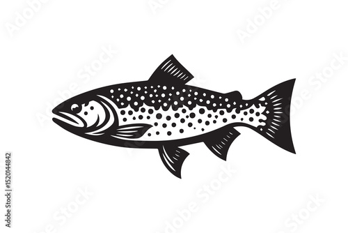 A Trout cod fish silhouette with a simple, understated design set against a white background