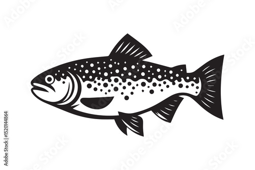 A Trout cod fish silhouette with a simple, understated design set against a white background