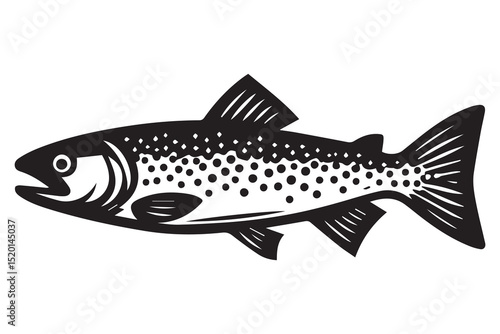 A Trout cod fish silhouette with a simple, understated design set against a white background