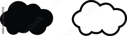 Clouds large and small icon set. Blue sky clouds vector collection isolated on transparent light blue background. Cartoon weather illustration. Fluffy nature environment symbol for web and app.