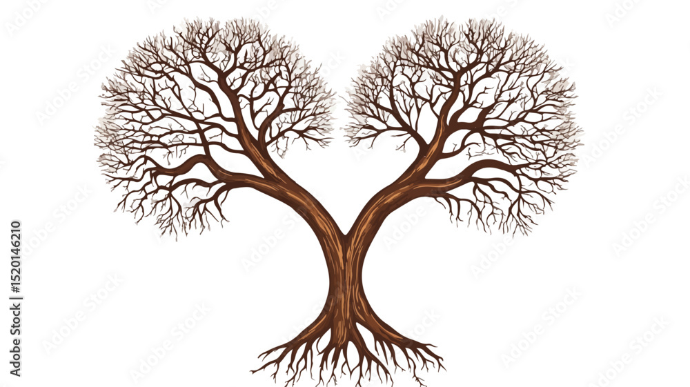 Fototapeta premium Heartwood Tree Roots Vector Illustration with Woodgrain Texture