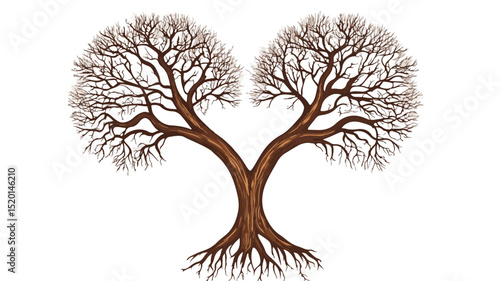 Heartwood Tree Roots Vector Illustration with Woodgrain Texture
