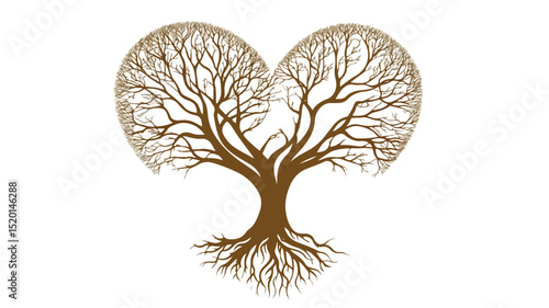 Heartwood Tree Roots Vector Illustration with Woodgrain Texture
