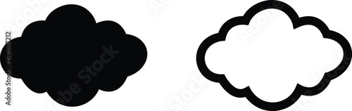 Clouds large and small icon set. Blue sky clouds vector collection isolated on transparent light blue background. Cartoon weather illustration. Fluffy nature environment symbol for web and app.