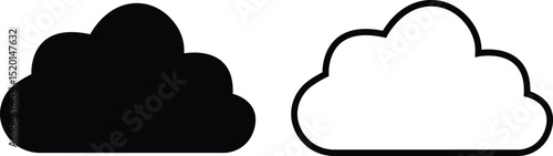 Clouds large and small icon set. Blue sky clouds vector collection isolated on transparent light blue background. Cartoon weather illustration. Fluffy nature environment symbol for web and app.