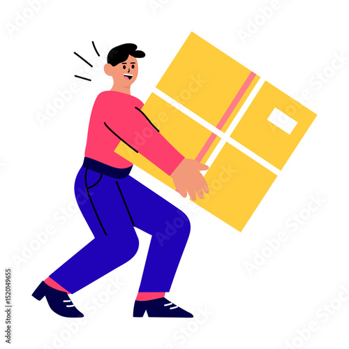 A flat style illustration showing heavy courier