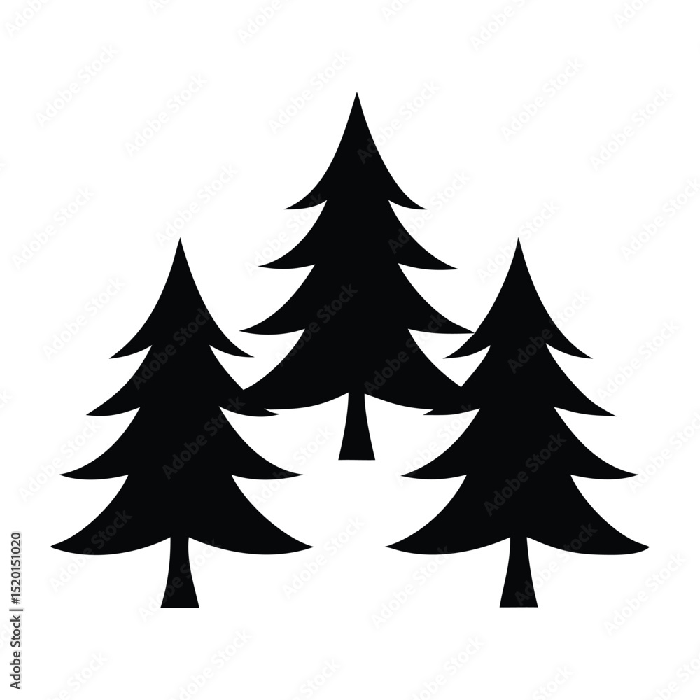 set of christmas trees silhouette set of christmas trees silhouette