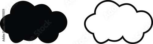 Clouds large and small icon set. Blue sky clouds vector collection isolated on transparent light blue background. Cartoon weather illustration. Fluffy nature environment symbol for web and app.