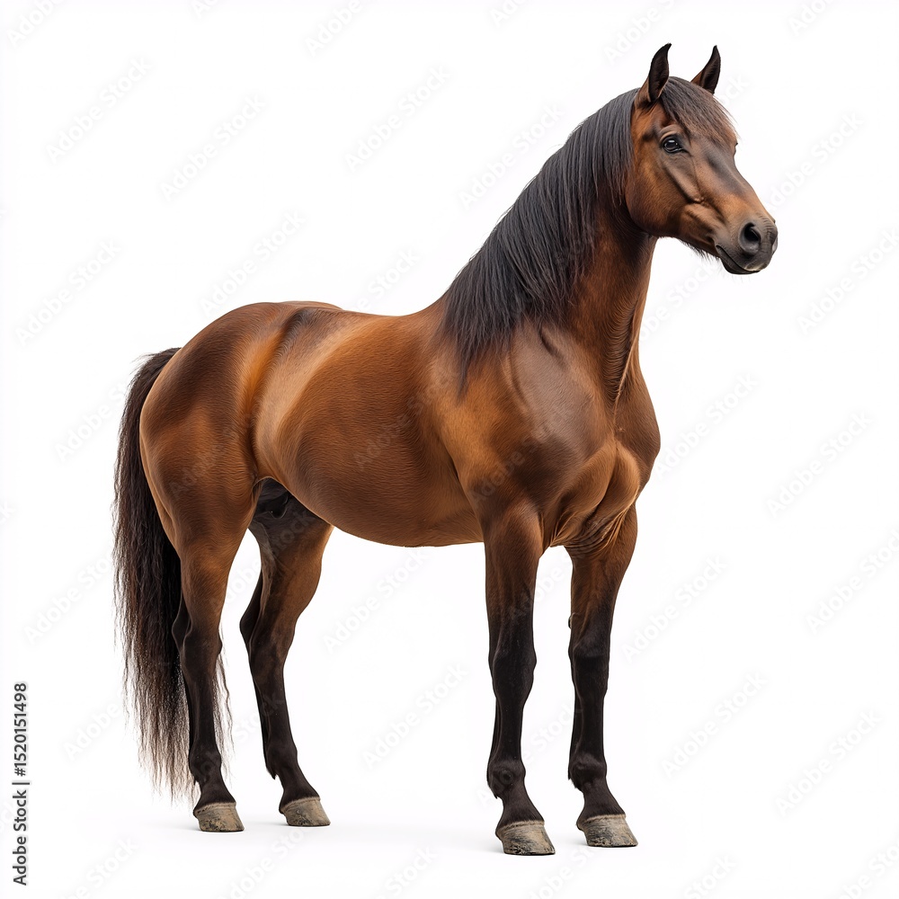 Obraz premium Majestic Brown Stallion in Equestrian Sports. A Beautiful Horse Portrait in Nature