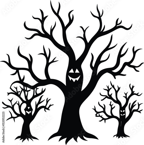 Vector Pack of Haunted Trees for Halloween Art
