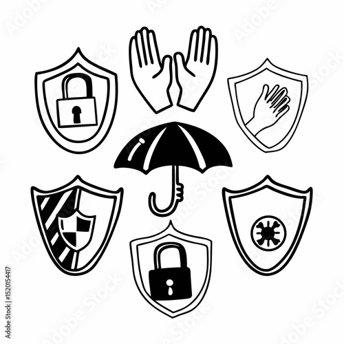 Insurance company branding vector pack with security and protection symbols