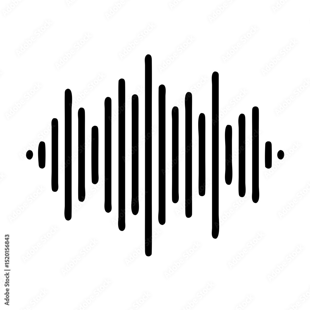 Audio wave signal outline icon, isolated on white background Audio wave signal outline icon, isolated on white background