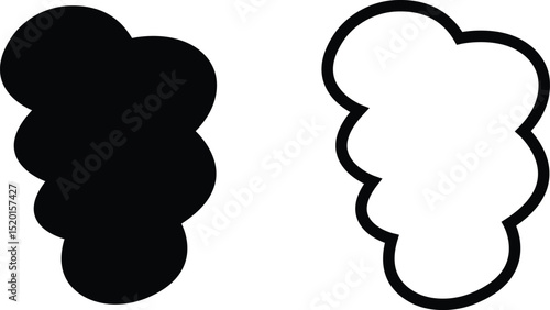 Clouds large and small icon set. Blue sky clouds vector collection isolated on transparent light blue background. Cartoon weather illustration. Fluffy nature environment symbol for web and app.