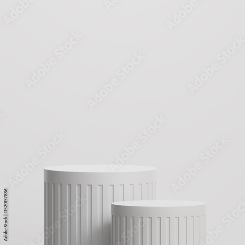 Greek Roman white column podium. for cosmetics presentation, showcase product, 3d render
