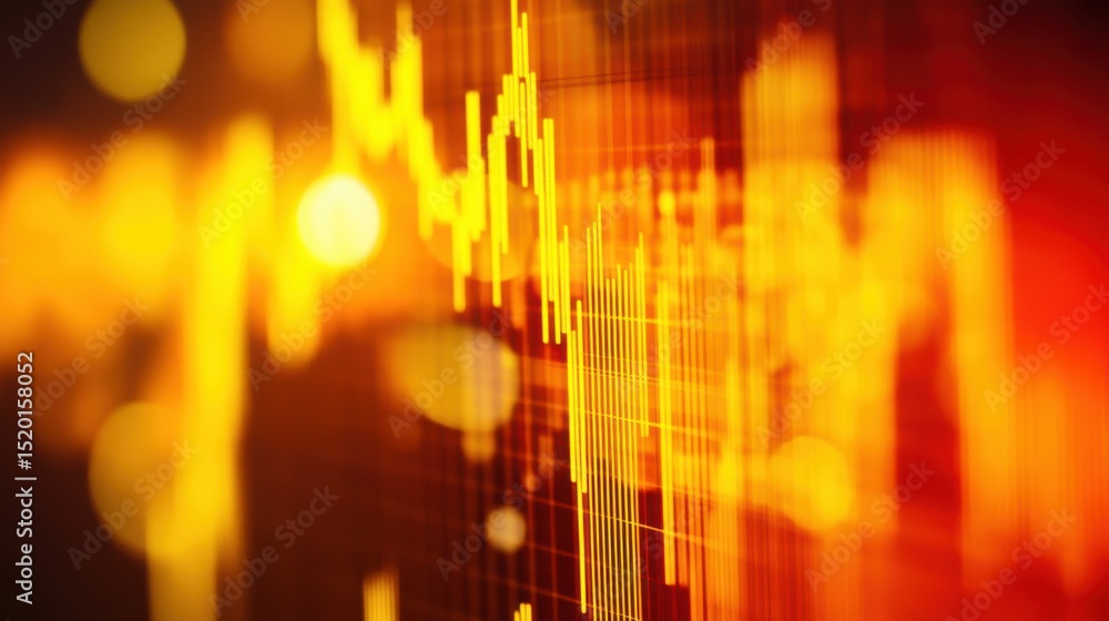 Fototapeta premium Abstract Financial Chart Representing Stock Market Trends in Orange