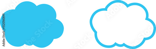 Clouds large and small icon set. Blue sky clouds vector collection isolated on transparent light blue background. Cartoon weather illustration. Fluffy nature environment symbol for web and app.