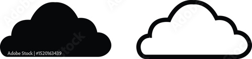 Clouds large and small icon set. Blue sky clouds vector collection isolated on transparent light blue background. Cartoon weather illustration. Fluffy nature environment symbol for web and app.