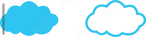 Clouds large and small icon set. Blue sky clouds vector collection isolated on transparent light blue background. Cartoon weather illustration. Fluffy nature environment symbol for web and app.