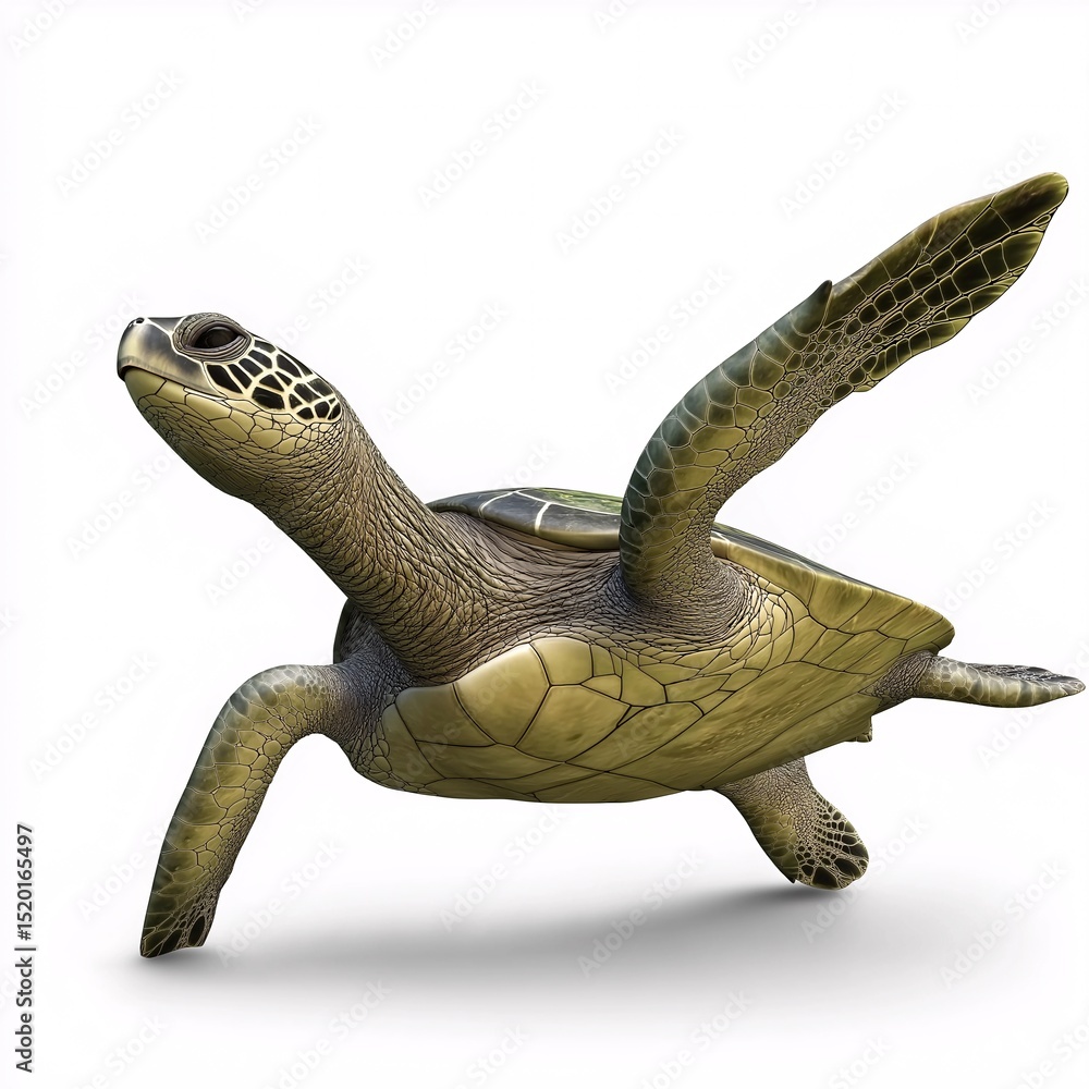 Naklejka premium Sea Turtle Swimming Underwater. Exploring Marine Life and Conservation in Aquatic Ecosystems