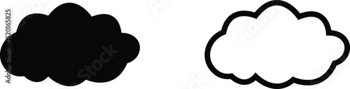 Clouds large and small icon set. Blue sky clouds vector collection isolated on transparent light blue background. Cartoon weather illustration. Fluffy nature environment symbol for web and app.