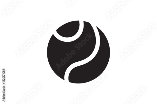 A tenis ball  silhouette with a simple, understated design set against a white background    