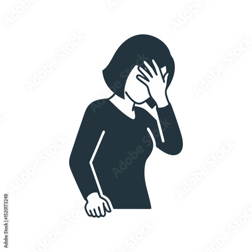 Woman expressing frustration while standing with hand on forehead  