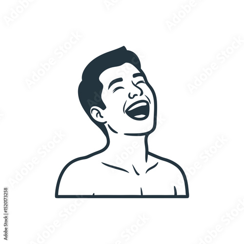 Young man laughing joyfully with an open expression  