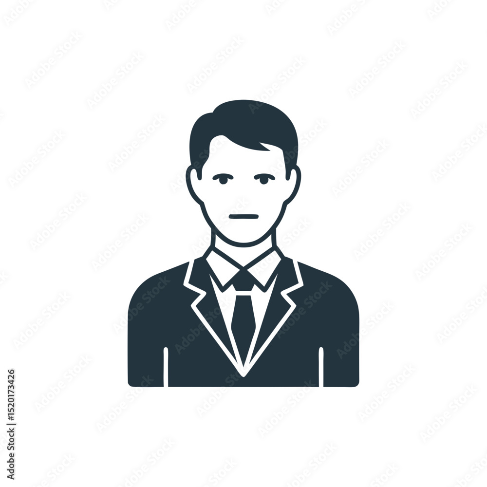 Businessman in suit with serious expression, simple graphic design Businessman in suit with serious expression, simple graphic design